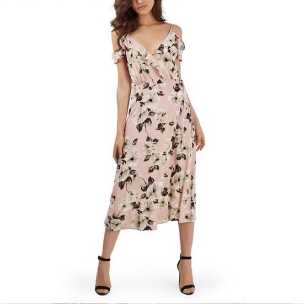 Topshop Off-the-Shoulder Ruffle Wrap Dress